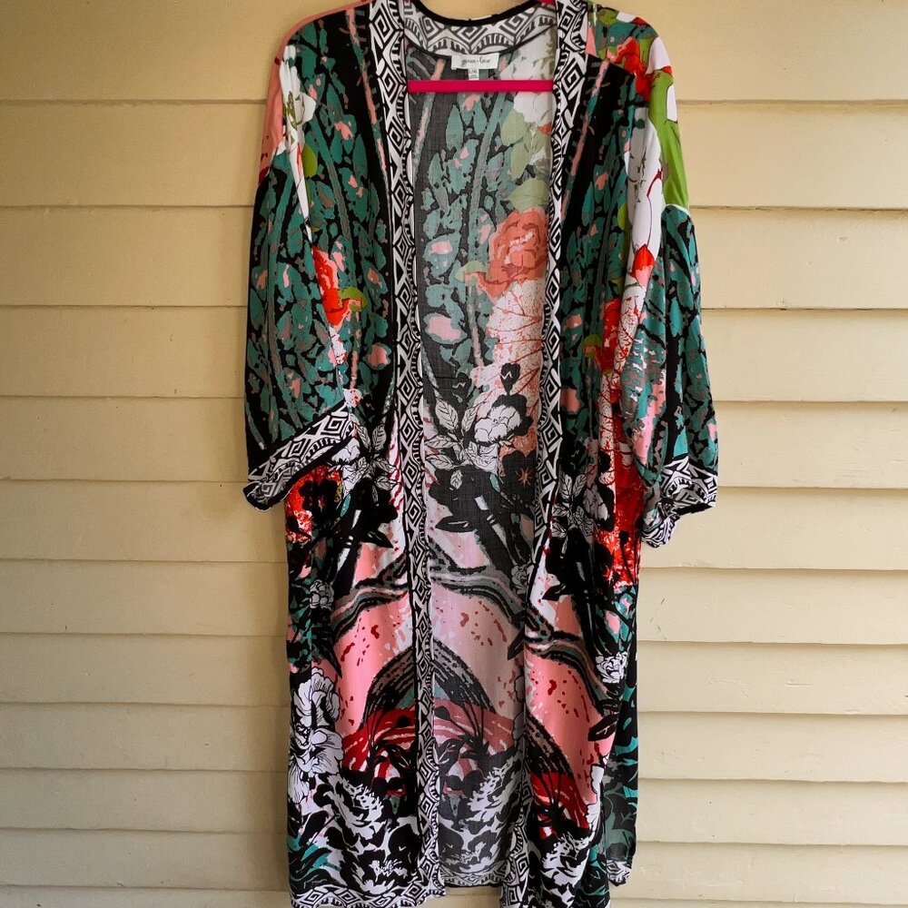 GRACE & LACE Vibrant Bali Print Kimono